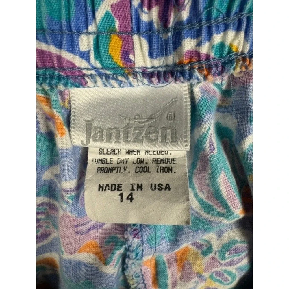 Jantzen Shirt/Short Set Women's 14 Blue Tropical Fish Print Vintage 2 Piece